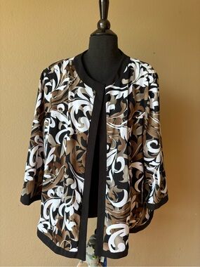 Dressbarn Open Jacket Blazer SZ 22/24 Black Brown White Professional Office